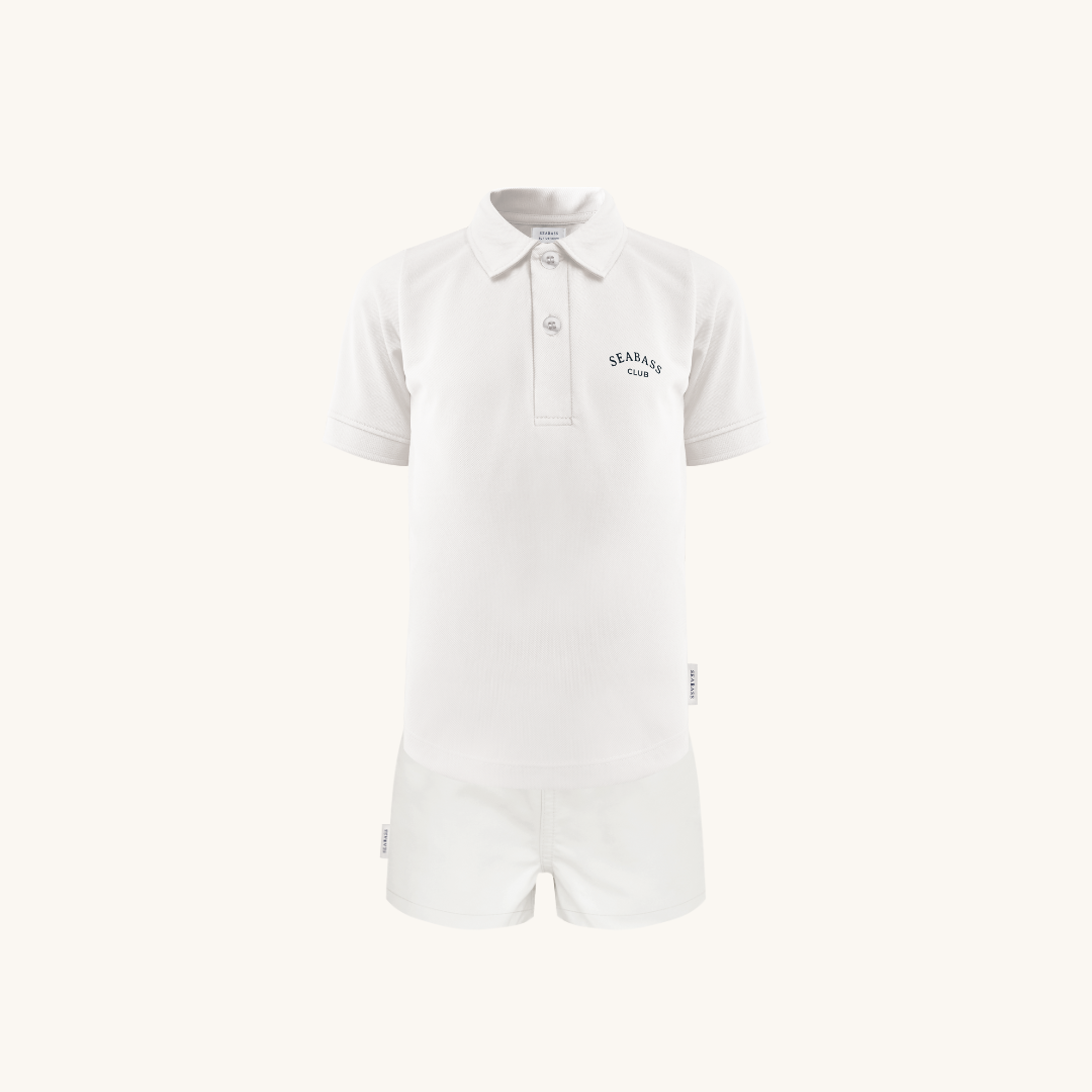 Set of UV Polo Shirt and Swim Short - Pearl White